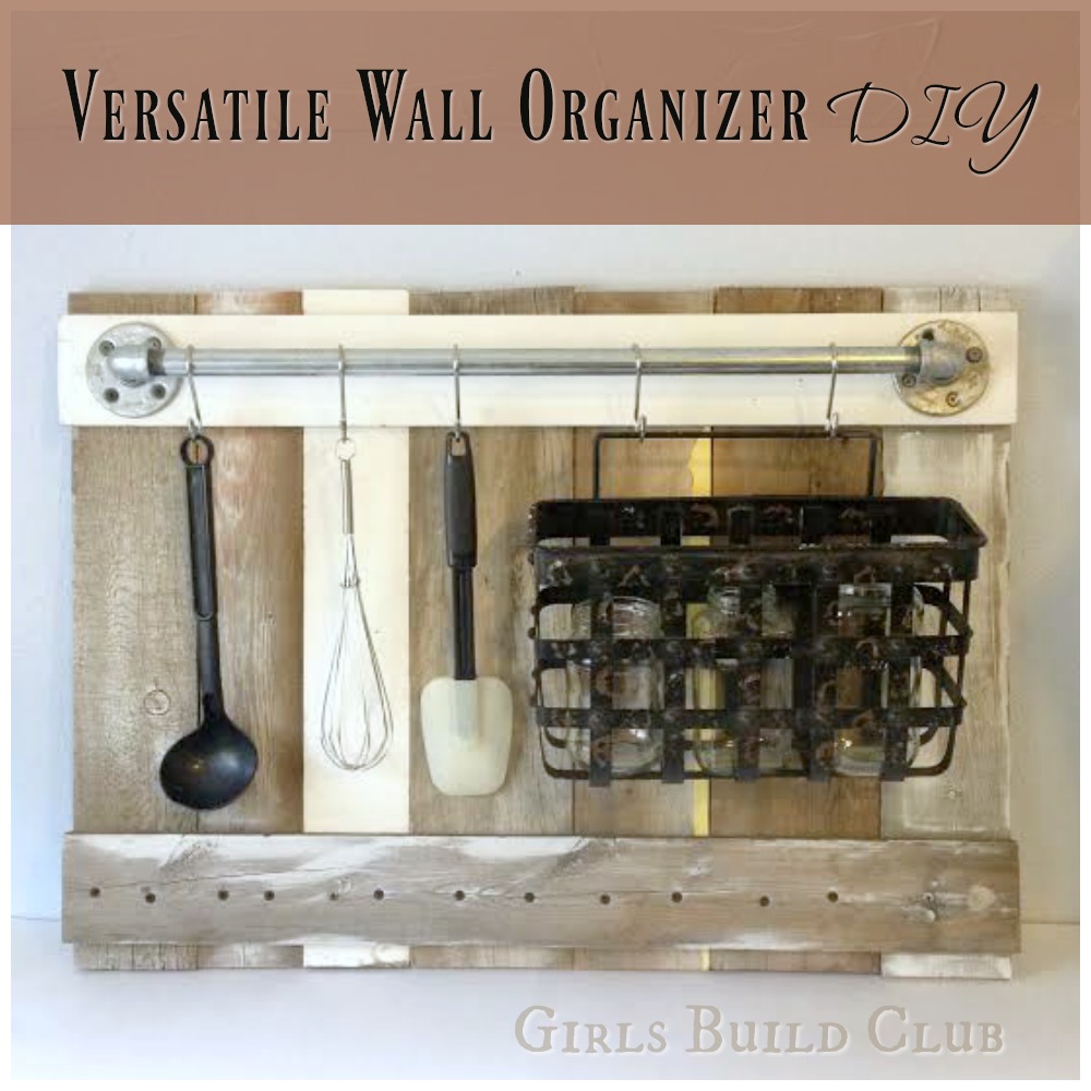 Kitchen utensil rack diy. I made this wall organizer from scrap wood and pipes so it was super cheap. Would look great in a country farmhouse kitchen or even a beachy coastal theme. I'm loving distressed wood and chippy paint