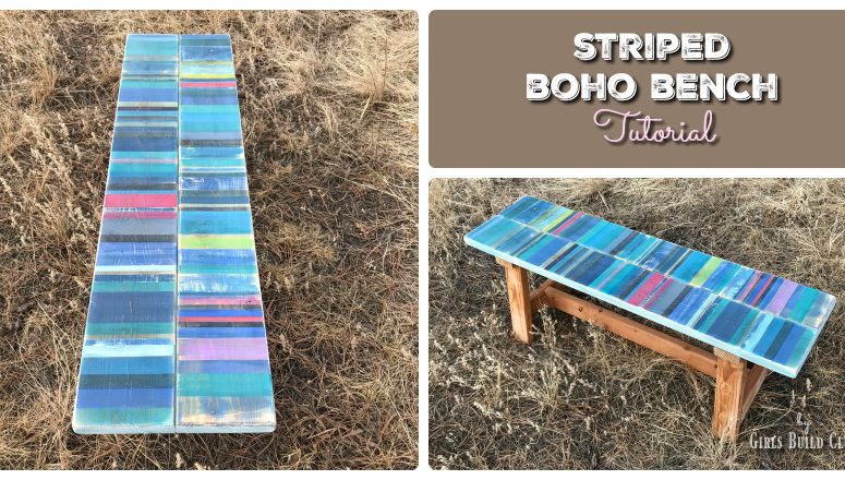 Striped Boho Bench DIY
