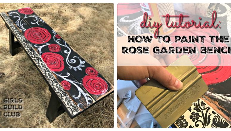 I love the red roses! This tutorial shows you step by step how to hand-paint the roses and decoupage the bench. It's an amazing look for someone who likes colorful furniture. And this diy bench tutorial tells you how to do it! by Girls Build Club