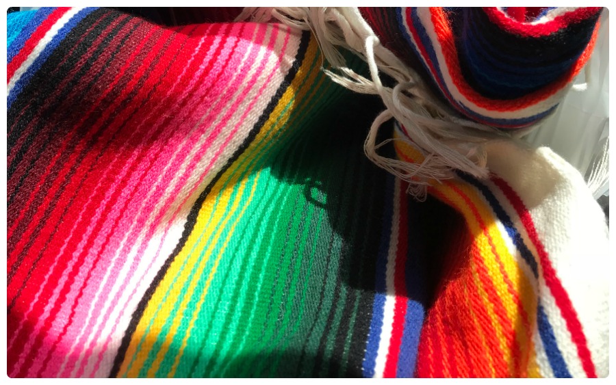 Mexican serape blanket that inspired the painted designs.