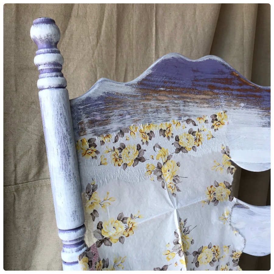 How to decoupage napkins onto wood chair for the shabby chic chair tutuorial