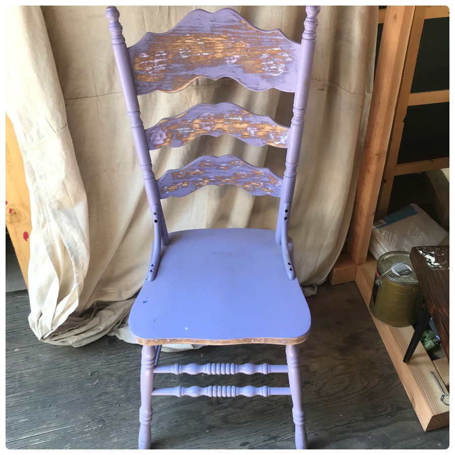 Purple chair before the shabby chic floral chair project