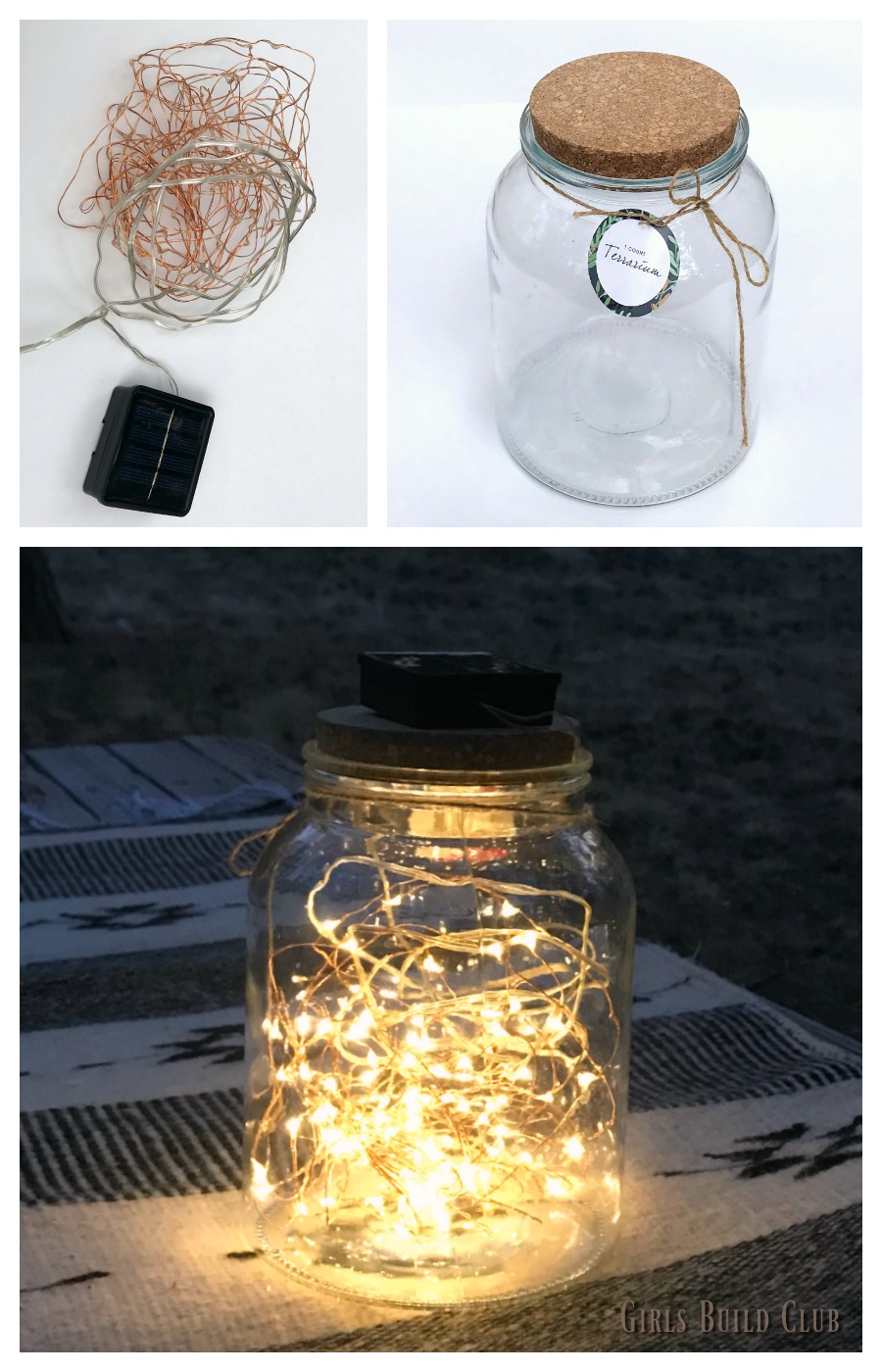 Learn how to make a STAR JAR with a glass jar and solar fairy lights! It's sooooo easy. And looks so pretty on those summer nights outside. Makes a great table centerpiece for those outdoor dinners and bbq's when you're entertaining outside. #solarlights #fairylights #diy #masonjar