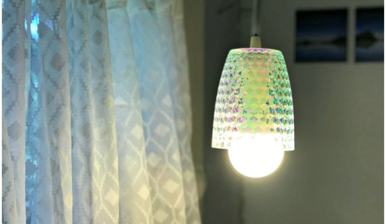 Walmart Cup Pendant Light - Diy home decor. Click through to see how I made this from a cup I found at Walmart!