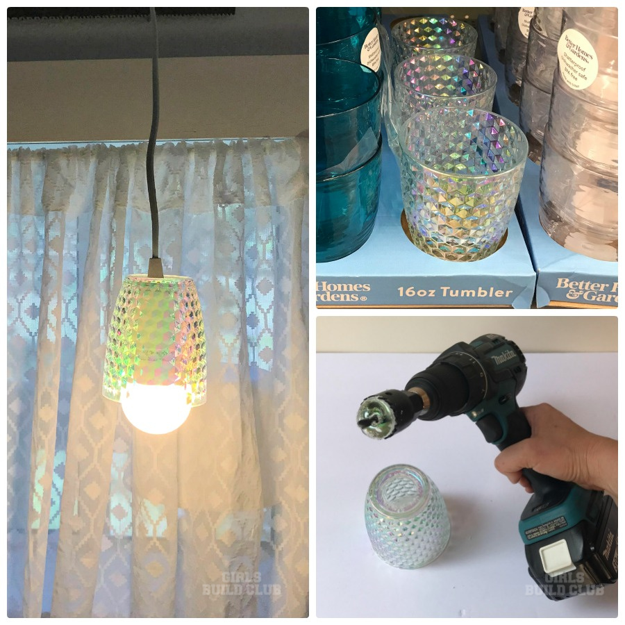 Walmart cup to pendant light diy home decor. Click through to see how I did it.