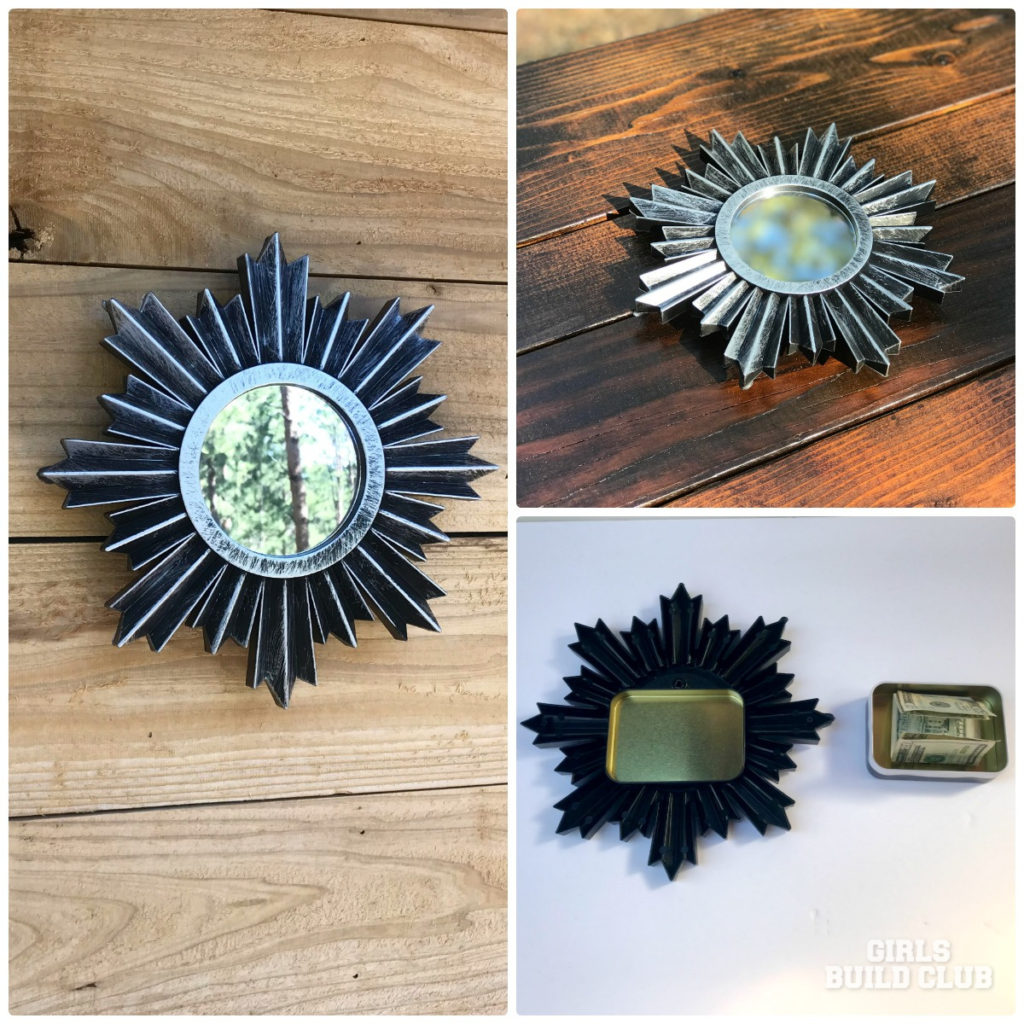 This was a fun and easy project to make with dollar store supplies.  Now I have a Secret Stash Mirror! I love secret hiding places!