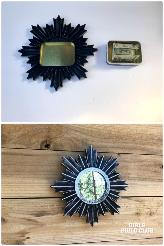 You can make this secret storage mirror with dollar store supplies.  Click through to see how i made it!