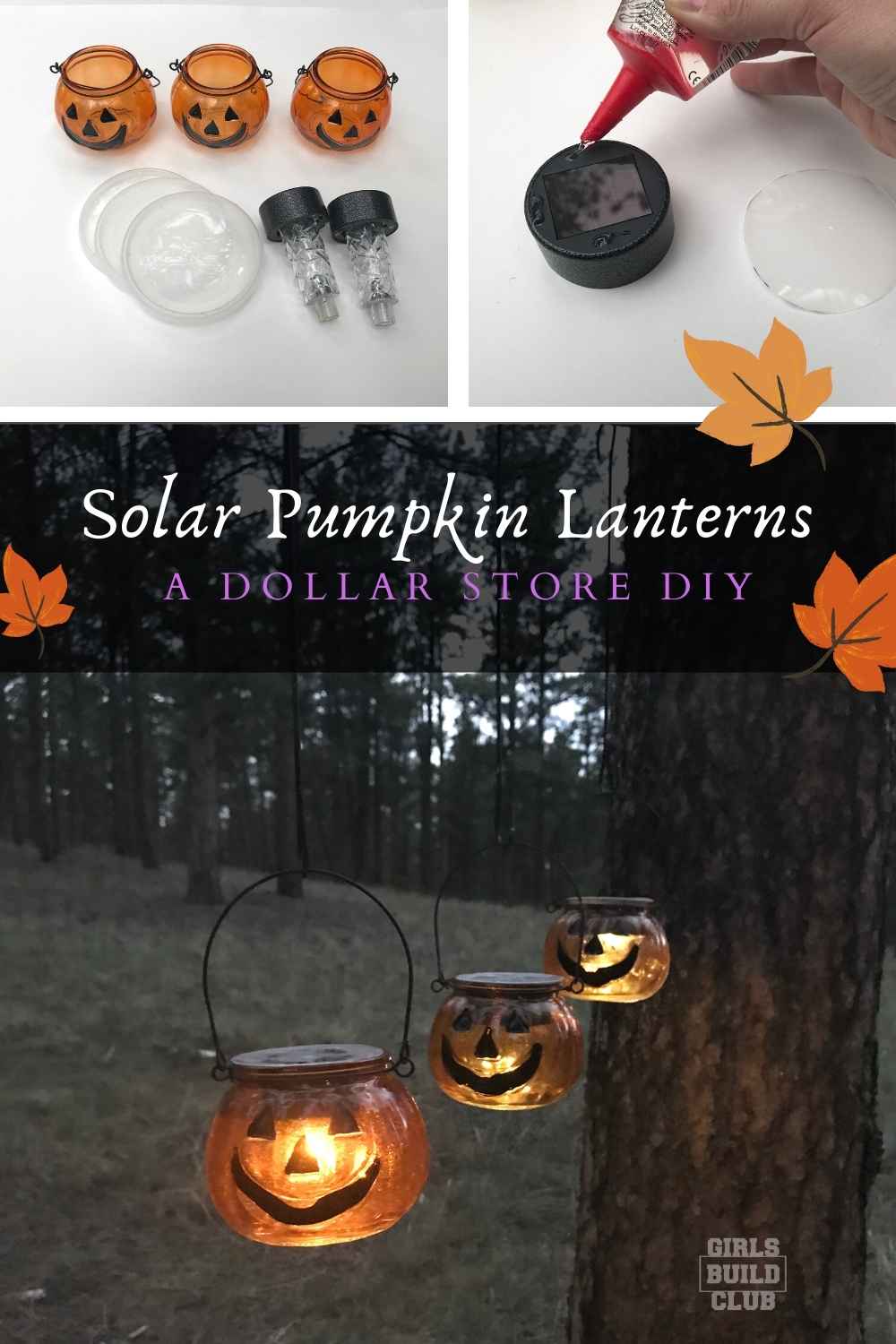 Solar Light Pumpkin
 Halloween Pumpkin Solar Light Decor Dollar Store DIY Girls Build Club