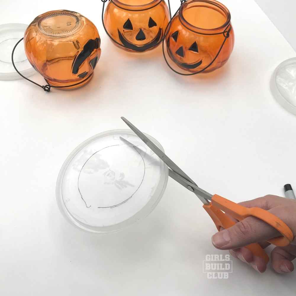 Cut out the lid for your pumpkin solar lights lanterns