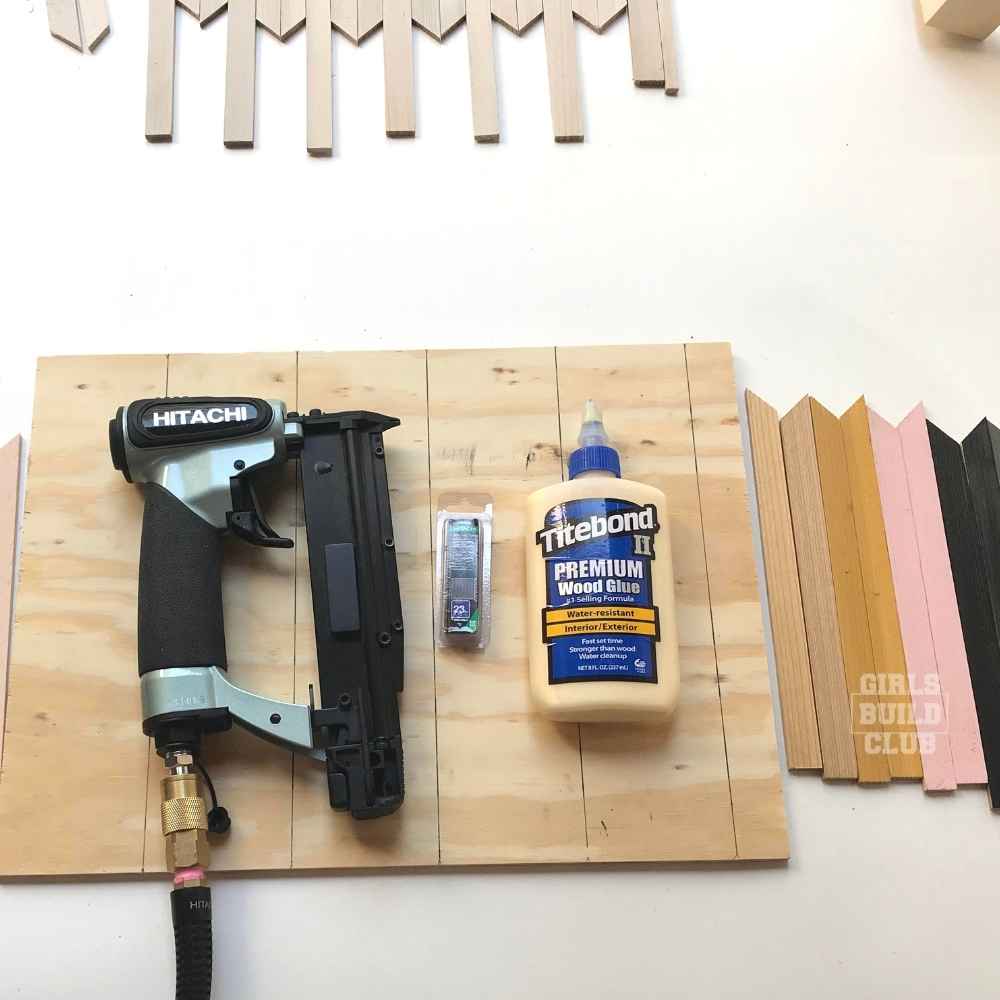 That's my pin nailer that I use on all my wood mosaic decor projects.