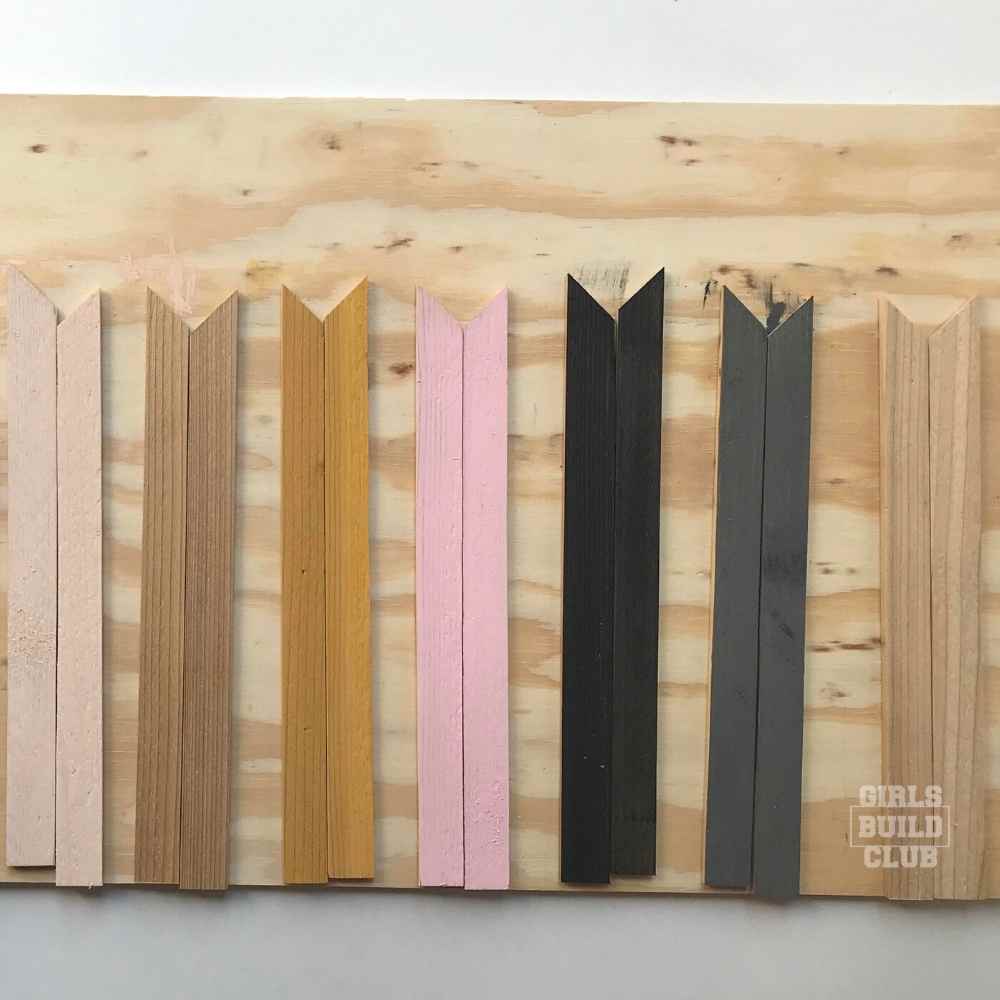 Choose a color scheme and paint the wood strips.
