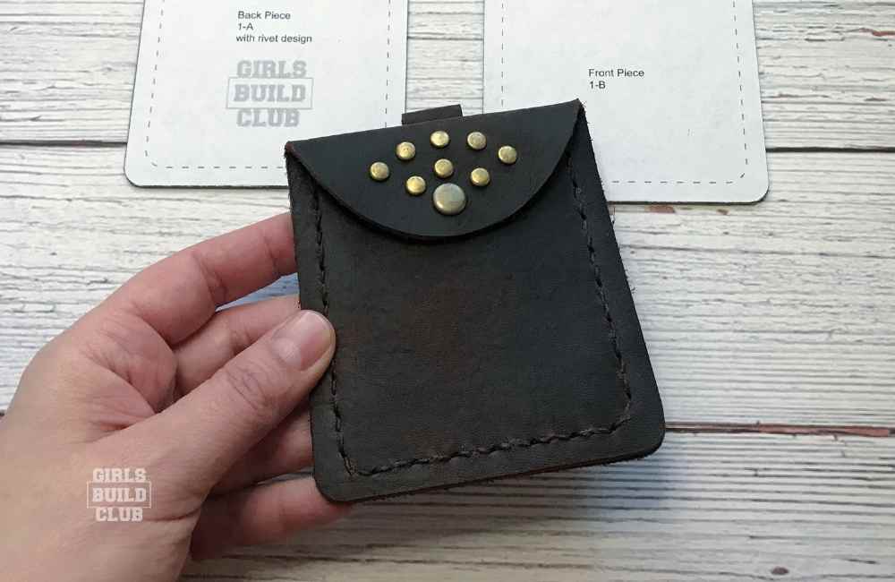 Finished making this leather wallet with rivets.  Download the PDF wallet pattern!