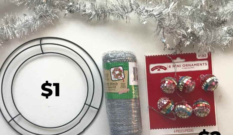 DIY Vintage Christmas Wreath – With Mini Disco Balls!