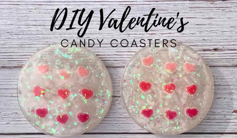 DIY Resin Coasters With Candy Hearts for Valentine’s Day