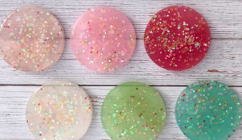 DIY Valentine’s Resin Coasters with Heart Confetti