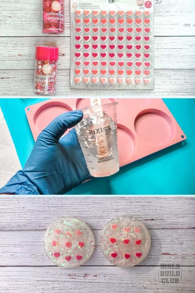 DIY Valentine's Resin Coasters with Heart Candy